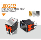 LANBOO High-End Quality Latching  Rocker Switch 20A 16Amp Current Push Button 2no2nc with LED 3-8V/9-24V/220V