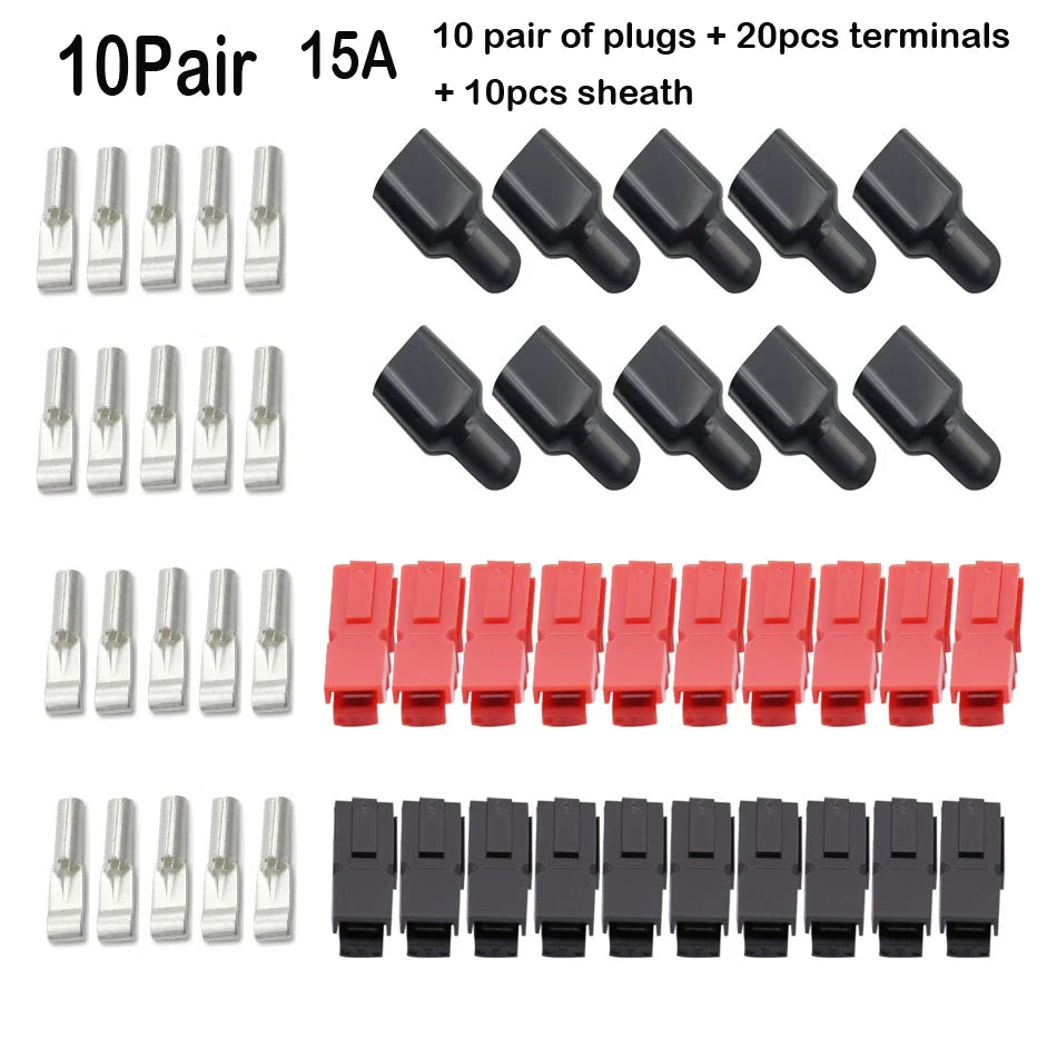 10/20 Pair 15A/30A/45A Amp Plug 600V Compatible For Powerpole Connector With Rubber Dust Cover Sleeves For Electric Equipments