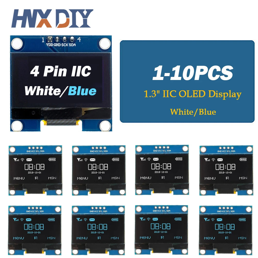 1-10pcs 1.3" White Blue Color IIC OLED Display Module Drive Chip SH1106 128X64 1.3 Inch LCD IIC I2C Communicate For Arduino