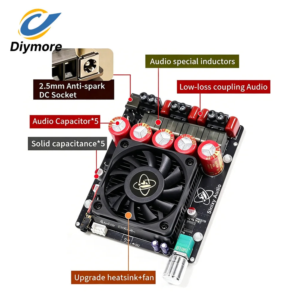 XY-AP1200 Pure Power Amplifier Board Class-D Power Amplifier 600W+600W 2-Channel TPA3255 Amplificador For Hi-Fi Speakers