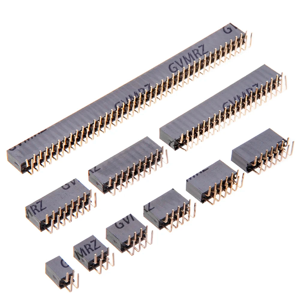 2.54mm 2x2/2x20/2x18/2x16/2x15 Double Row Female 2~40P PCB Board bend/Straight angle Pin Header socket Connector Pinheader