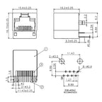 10pcs RJ45 Socket 5224-8P8C Network Cable Crystal Head Jack 180-degree Straight Female Sockets Shielded Network Port with Light