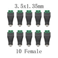 10Pcs DC 12V Male Female Socket Connectors 3.5 x 1.35mm DC Power Plug Jack to Screw Terminals Adapter for Led Strip Light DIY