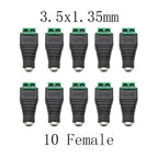 10Pcs DC 12V Male Female Socket Connectors 3.5 x 1.35mm DC Power Plug Jack to Screw Terminals Adapter for Led Strip Light DIY