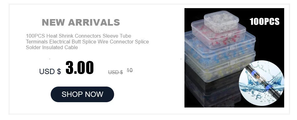 50PCS Waterproof Solder Seal Heat Shrink Tube Wire Connectors Terminals With Soldering Sleeves