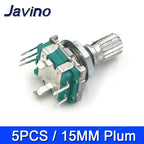 5PCS/LOT 20 Position 360 Degree Rotary Encoder EC11 w Push Button 5Pin Handle Long 15/20MM With A Built In Push Button Switch