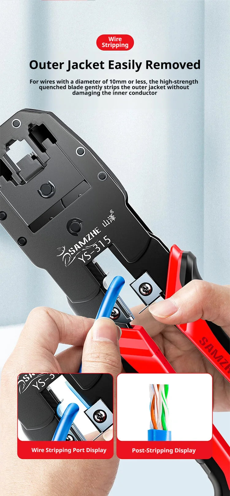 SAMZHE RJ45 Crimper Tools Crimping Pliers Ethernet Network Cable Crimper Cutter for 8P/6P/4P RJ45 RJ11 Precise Stripper Plier