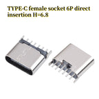 USB Connector Type C Female Charging Port Jack 2/4/6/16 Pin Type-C Socket PCB Soldering SMD SMT DIY Repair Type C Adapter