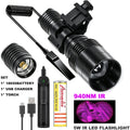 IR Hunting Flashlight 10W Infrared Radiation IR 850nm/940nm Torch Night Vision Zoomable Focus Lantern+18650+Charger+Switch+Mount