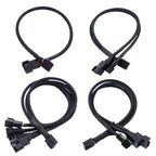 1Pcs PWM Fan Splitter 4pin Adapter Cable 1 To 4/3/2/1 Ways PWM Fan Splitter Extension Power Cable Connector Y Splitter Black