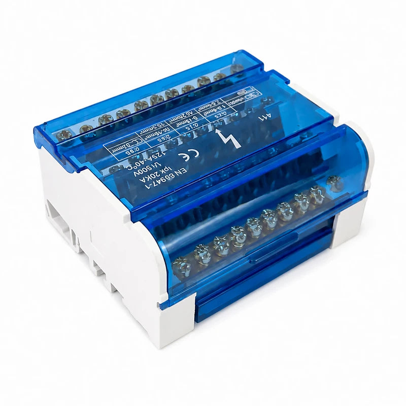 WKH-207/211/215/407/411/415 DIN Rail Distribution Block Multiple Input Output Screw Terminal Electrical Power Junction Box