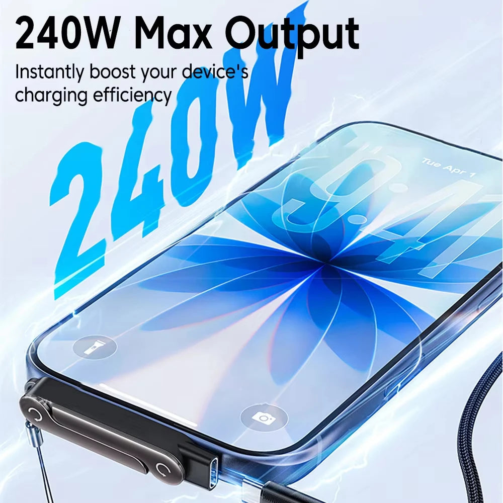 2 in 1 Type C Phone Charging Bracket Adapter 240W Fast Charge OTG Type-C Male to USB-C Female Converter For IPhone17 16 Samsung