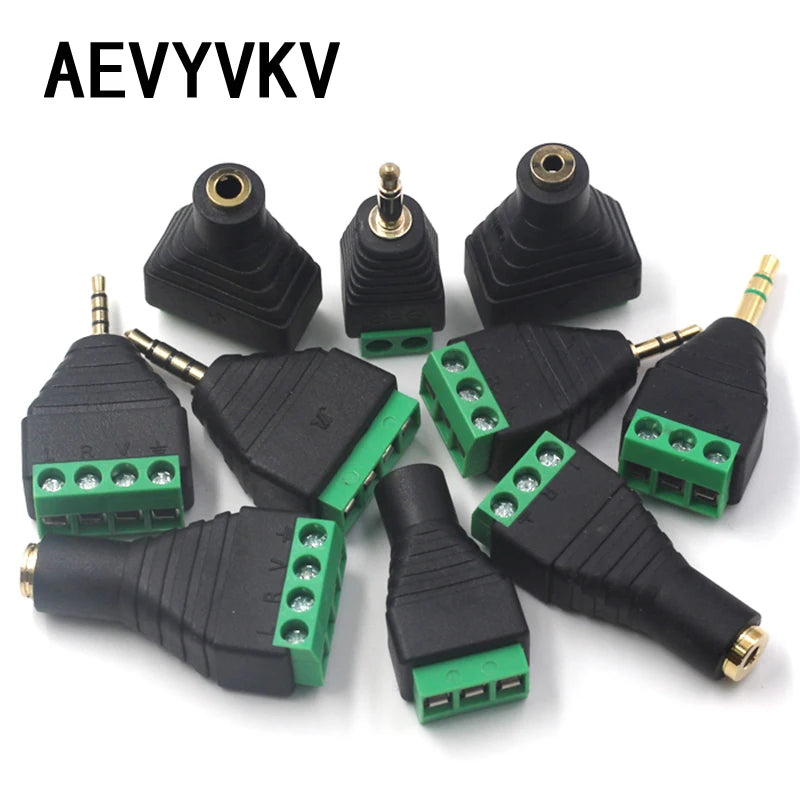 1-10PCS 3.5mm 2.5mm 2/3/4 Pole Male Plug / Female Socket To Screw Terminal Connector Mono/Stereo 1/8 Inch Headphone Audio Jack