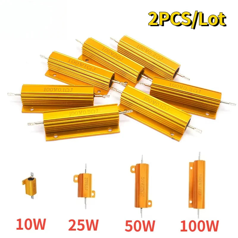 2PCS Load Resistor 10W 25W 50W 100W Aluminum Power Metal Shell Case Wirewound Resistor  0.1~10K Ohm 4ohm 6ohm 8ohm Resistance