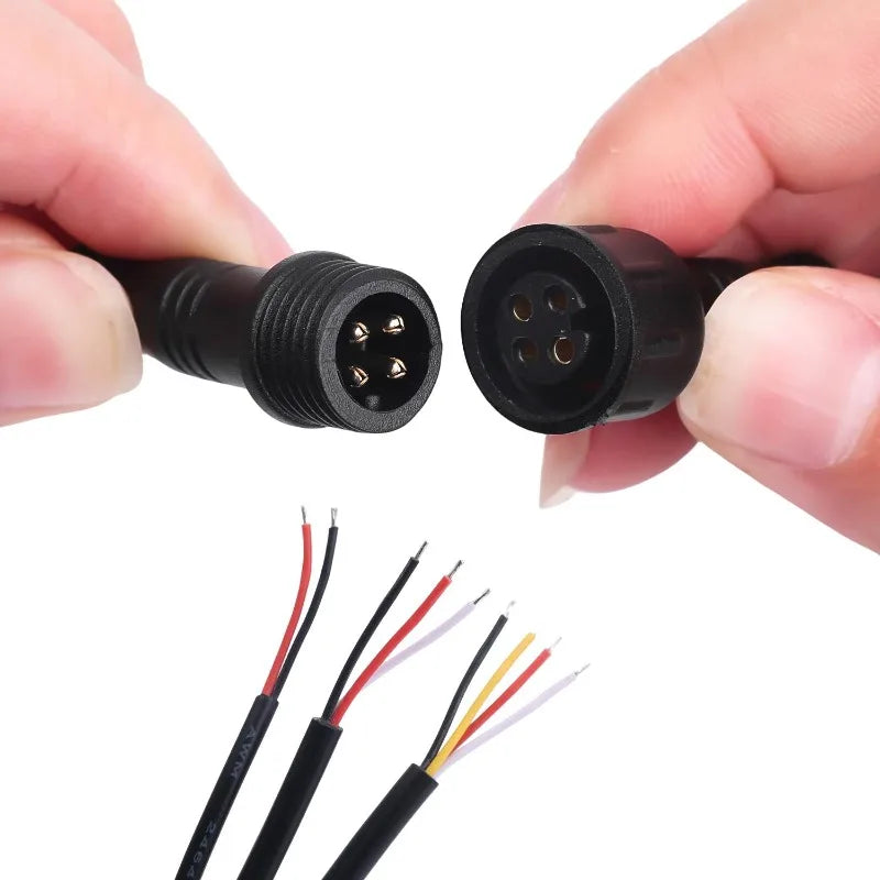 M12 IP67 Waterproof Cable Connector 2/3/4 Pin Male Female Plug with PVC Wire for Car Motorcycle LED Light Auto Accessories
