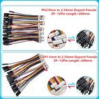 SH1.0mm/JST1.25/ZH1.5/PH2.0/HY2.0/XH2.54mm 2P/3P/4P/5P/6P/7P/8P/9P/10P/12Pin To 2.54mm Dupont Female Wire Connector Color Cable