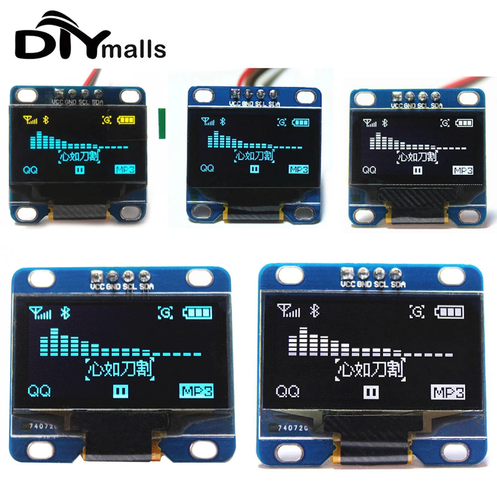 0.96" 1.3" Inch OLED Display Module White Yellow Blue I2C IIC Serial OLED LCD LED Screen for Arduino 51 MSP420 STIM32 SCR