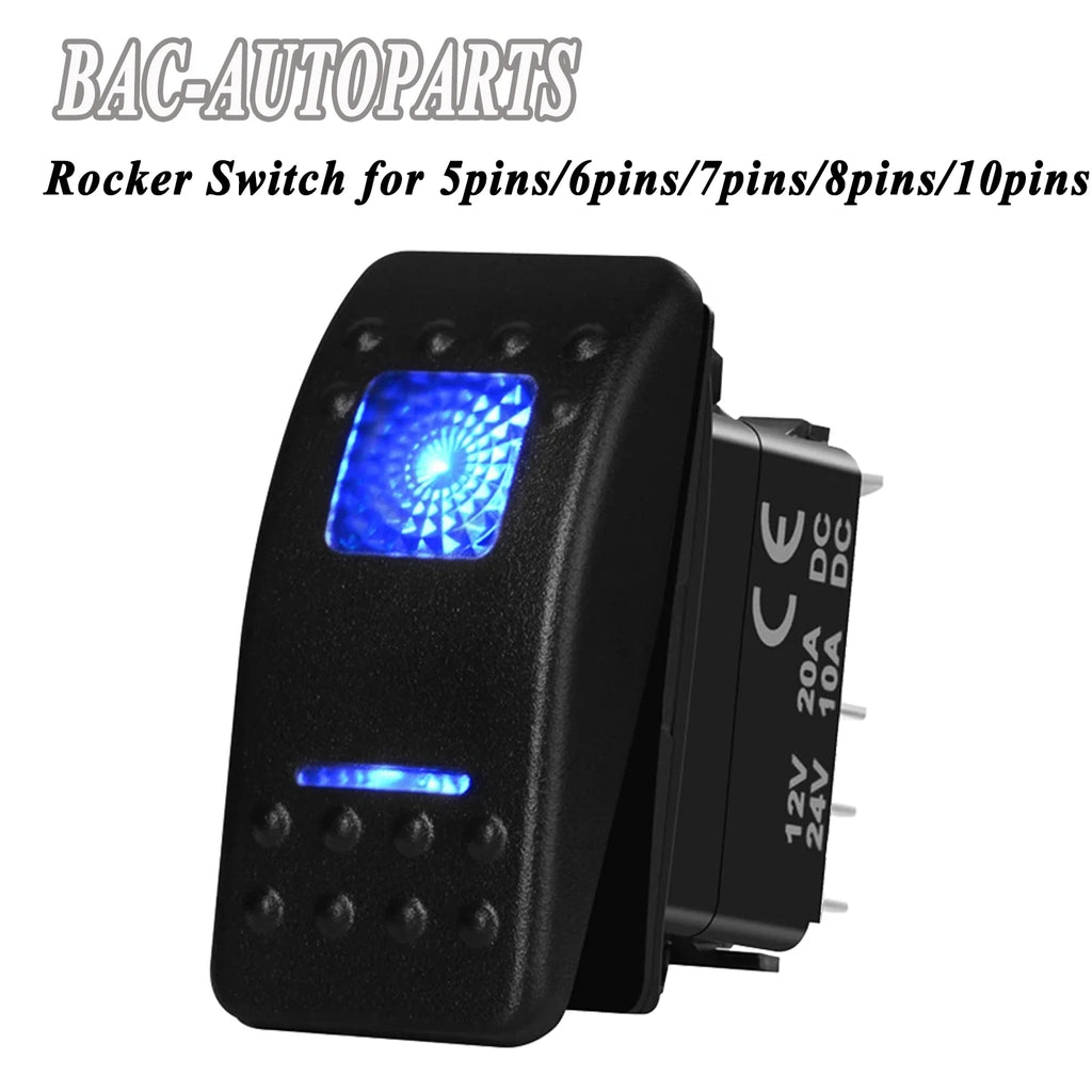 Blue Led Rocker Button Switch SPST&DPDT ON Momentary 5Pin/6Pin/7Pin/8Pin/10Pin For Car Marine Boat ARB Parts Camper Accessories