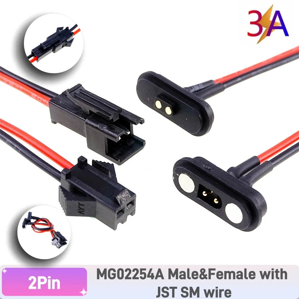 1 Set 2A 3A JST SM Plug DC Magnetic Pogo Pin Connector 2 3 4 5 6 Pin Male Female 2.54 mm Socket Adapter for LED Strip Lamp