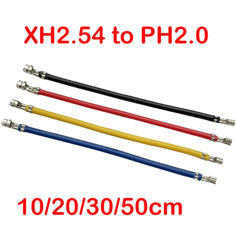 100pcs XH2.54 to PH2.0 PH to XH 2.54mm to 2.0mm 26/24/22Awg Terminal Crimped 10/20/30/50cm Electronic Terminal PVC Color Wire