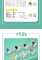Gateron White Yellow Silver Pro 2.0 V2 Switch 3pin RGB linear Tactile Red Brown Switchs for Hot-swappable Mechanical keyboard