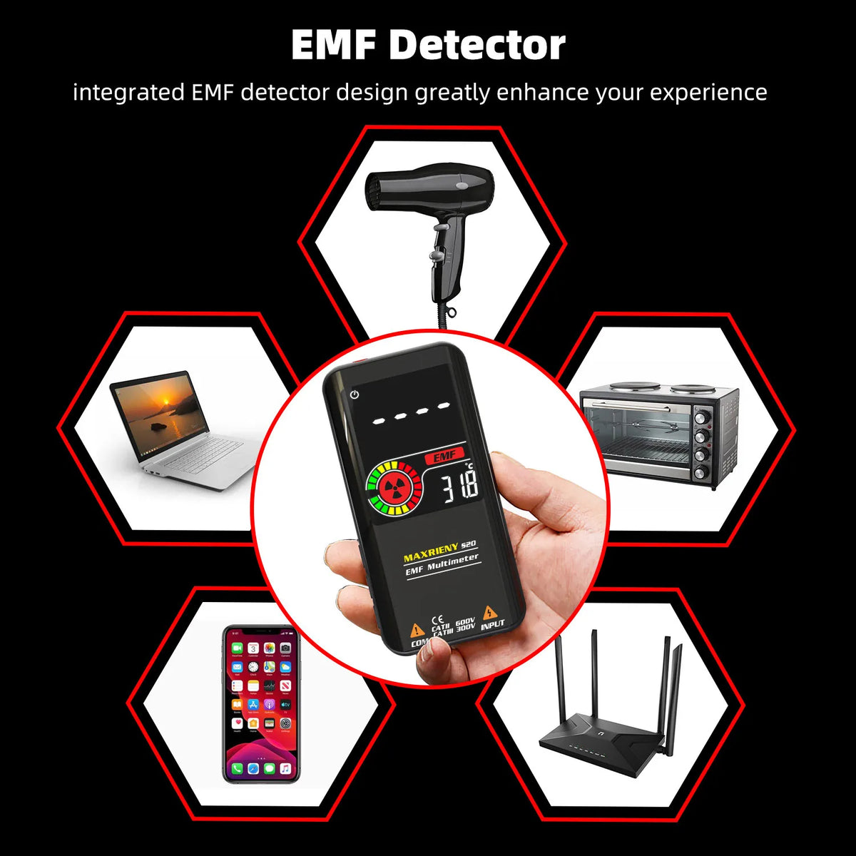 MAXRIENY Smart Digital Multimeter USB Rechargeable True RMS EBTN DC AC Voltage Capacitance Ohm Diode NCV Hz Live WireTester