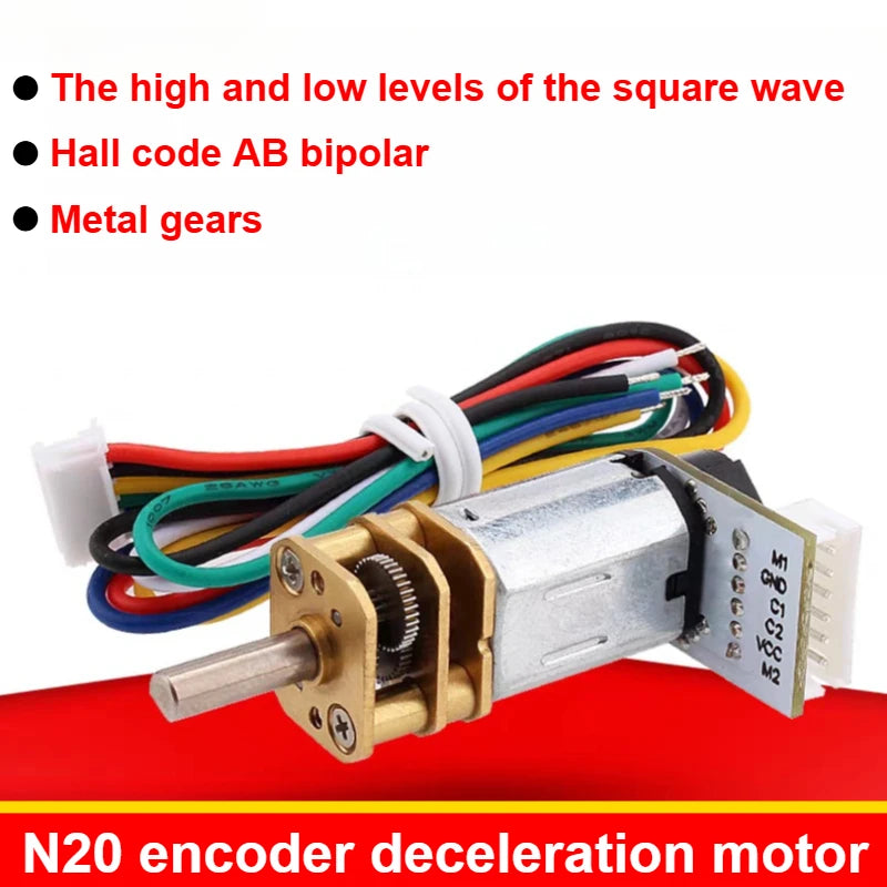 N20 Mini Micro Metal Gear Motor DC 3/6/12V Encoder Gear Motor 19-3000RPM Slow Speed Reduction Gear Reducer Motor Geared Motors