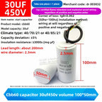 CBB60 Capacitor 450V AC Motor Run Capacitors 3/4/5/6/8/10/12/14/15/16/18/20/30/35/40/50/60/70UF for Washing Machine, Water Pump