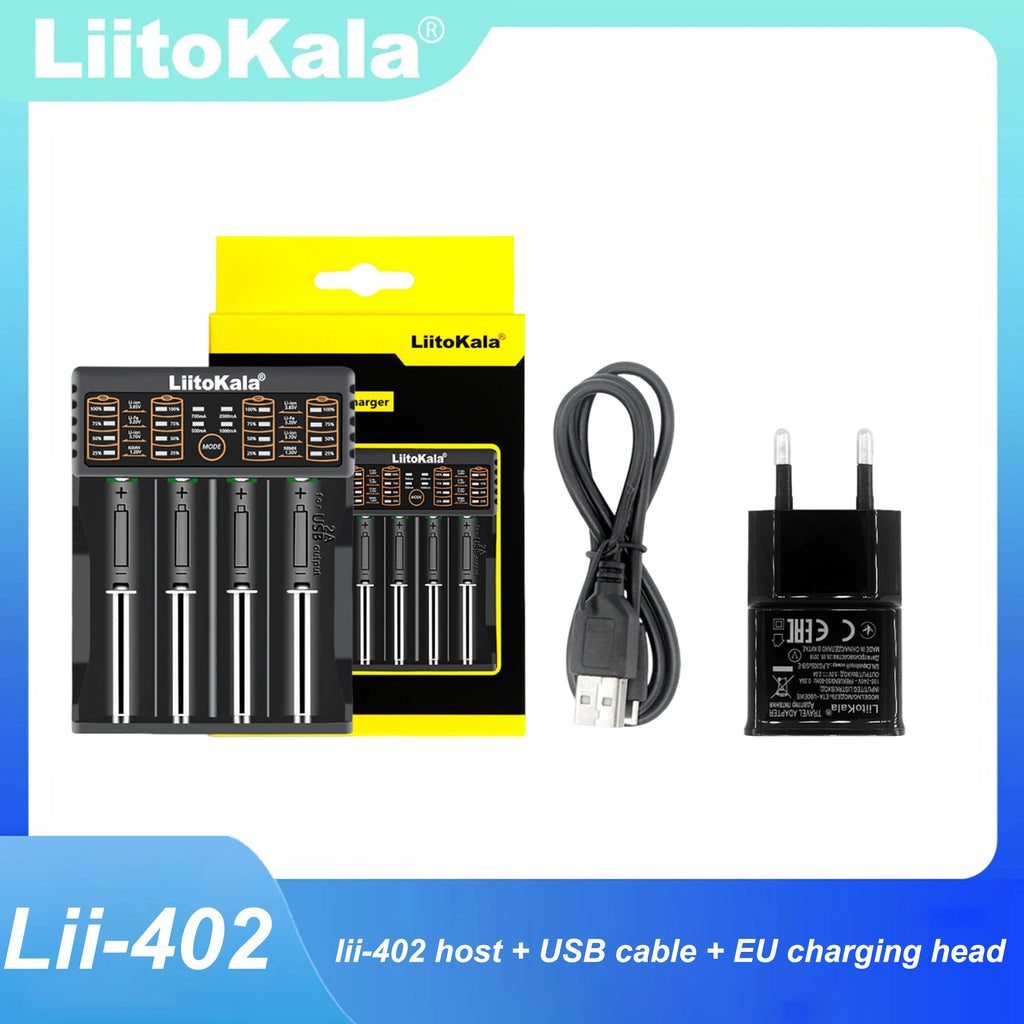 Liitokala Lii-402 Battery Charger for 18650 26650 16340 25500 14500 1.2V 3.7V 3.2V 3.85V AA/AAA NiMH Battery