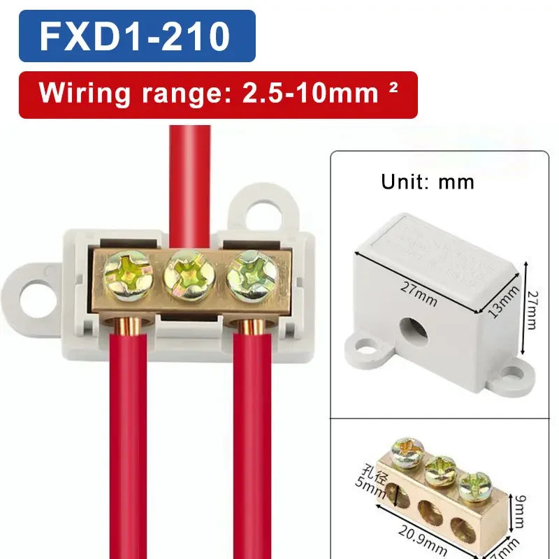 T‑Type Wire Connector ZK Terminal Splitter I-type Brass Clamp Electrical Wire Junction Box for Household Lighting Socket Wiring