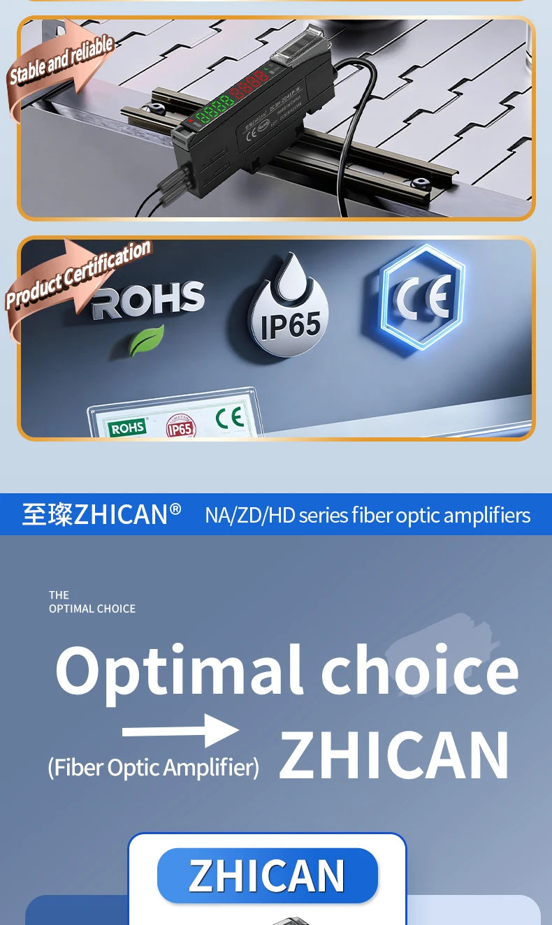 Intelligent Digital Display Fiber Optic Amplifier Sensor for Long and Short Distance Diffuse Reflection Induction Photoelectric