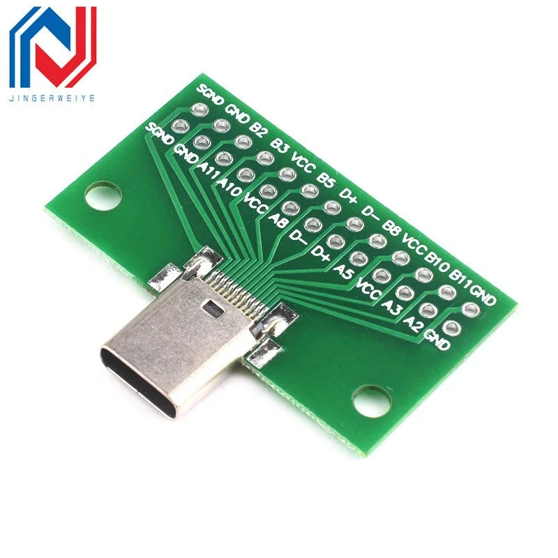 1Pcs Type-C Male to Female USB 3.1 Test PCB Board Adapter Type C 24P 2.54mm Connector Socket For Data Line Wire Cable Transfer