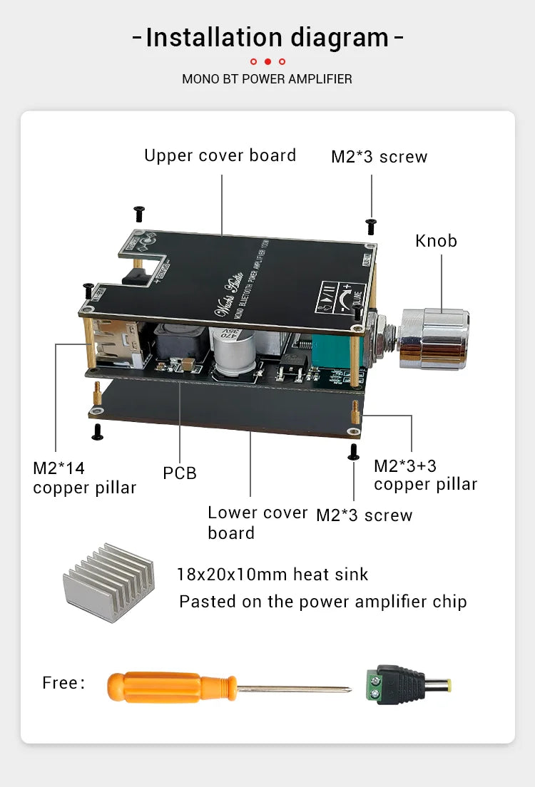 100W Bluetooth 5.1 TPA3116D2 Mono Bt Audio Power Amplifier Module AMP Amplificador Home Theater With TWS Mode 1001B