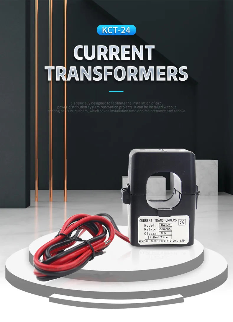 3PCS KCT24 Split Core Current Transformer AC Current Sensor Window Size 24mm Clamp On CT