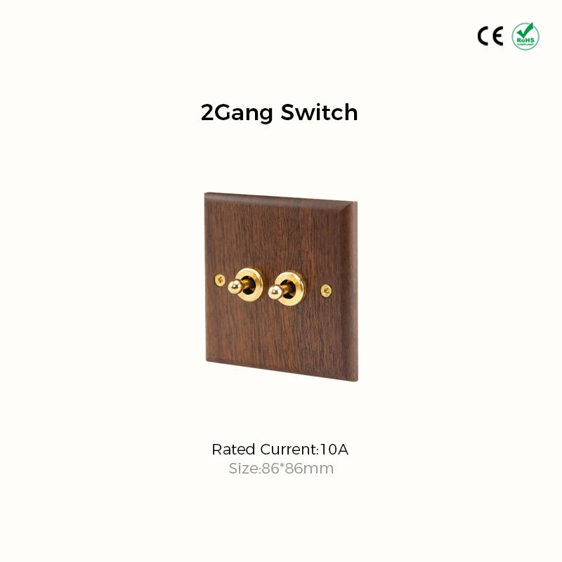Avoir Retro Black Walnut Panel Toggle Switches USB Type C FR EU Socket Outlet Brass Lever Wall Light Switches Cat6 Rj45 For Home