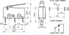 100pcs Limit Switch Micro Long Handle 3 Pins 5A 125 250VAC Contact Medium Size Black Control Circuit KW11-3Z-2