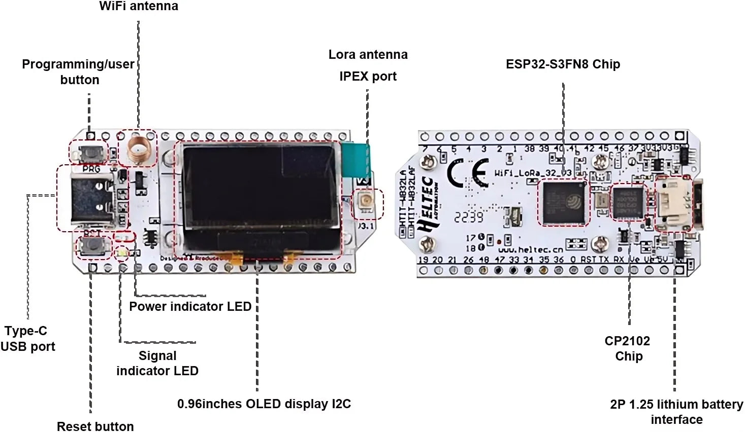 Meshtastic LoRaWA Heltec Wifi LoRa 32 V3 SX1262 0.96 Inch Blue OLED Display Development Board BT+WIFI Lora Kit for Arduino