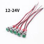 5pcs 6mm Metal Indicator Light LED Warning Signal Lamp Pilot With Wire 3V 5V 6V 12V 24V 220V Red Orange Blue Green White