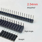 1P-40P 2.54mm Round Hole Right Angle Single Row 0.1" Breakable Stackable PCB IC Crystal Transistor Socket Female Tin Pin Header
