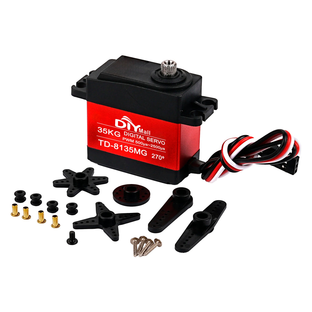 TD-8135MG Digital Servo Motor 35KG 180/270/360 Degree Waterproof Large Torque Angle Controllable 25T Metal Arm RC Cars Aircraft