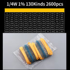 Snvi Resistor Kit 1/4W 1% Metal Film Resistors Set 300pcs 600pcs 820pcs 2600pcs 30 41 130 Values Electronic Components