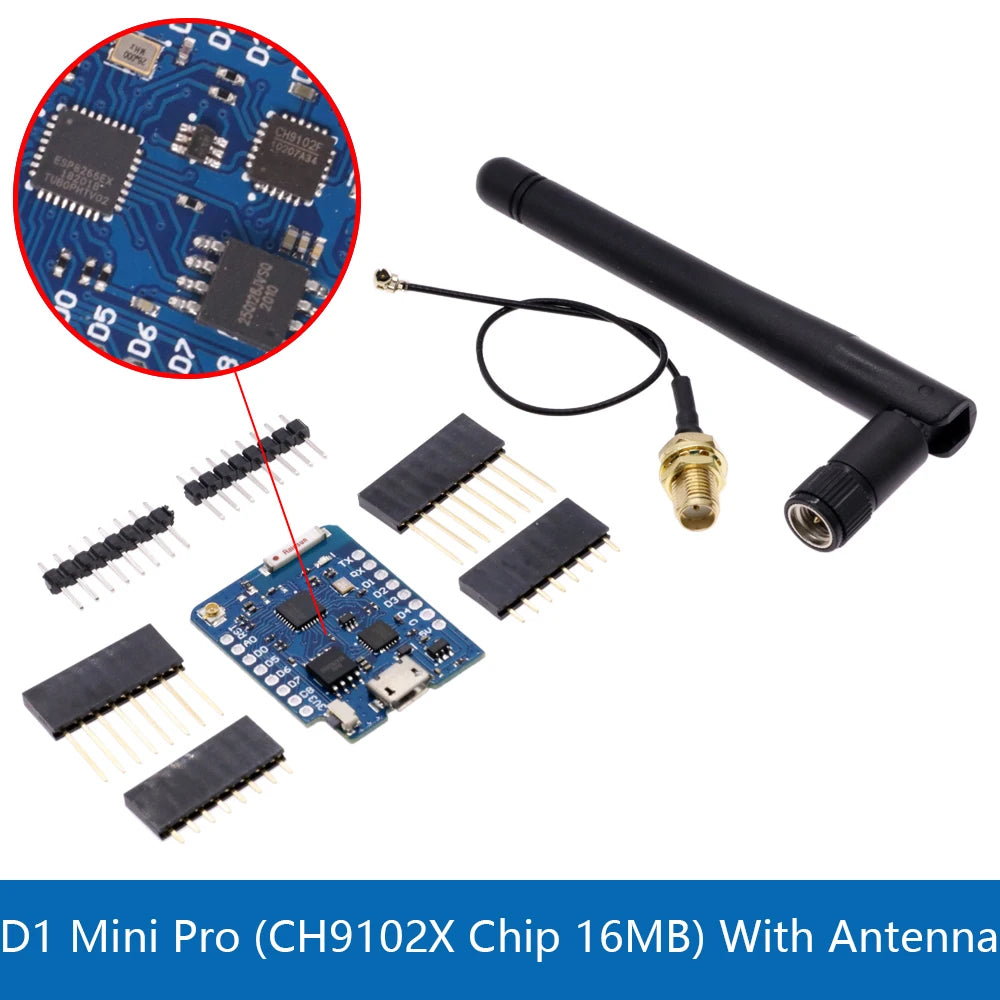 WeMos D1 Mini Pro V3.0 NodeMcu 4MB/16MB Bytes Lua WIFI Internet of Things Development Board Based S2 ESP8266 CH340G Nodemcu V2