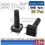 20pcs SMD Tactile Switch 6*6*4.3mm 6x6x5/6/7/8/9/10/11/12/13/14mm 6X6 4-Pin SMT Induction Oven Touch Tactile Button Micro Switch