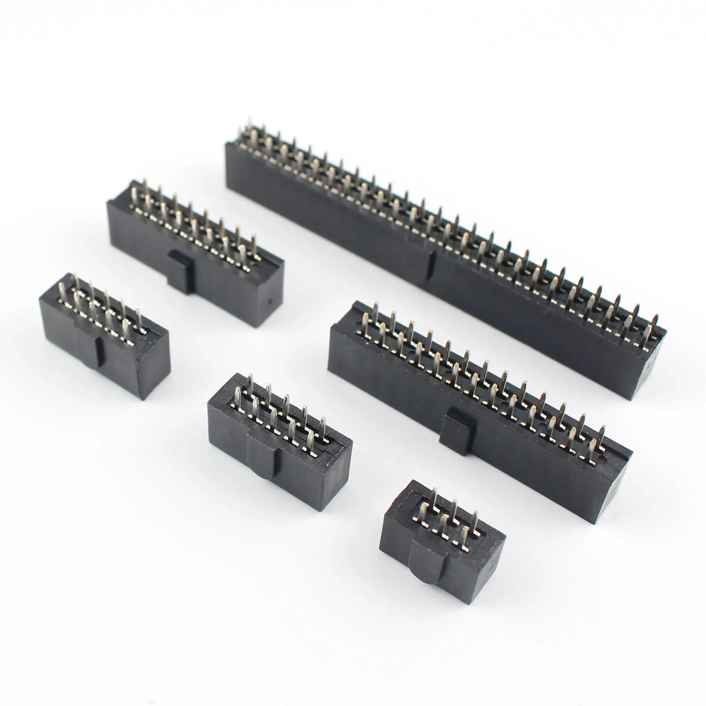 10pcs 2.54mm Pitch Female Header Strip 6/10/14/16/20/26/34/40/50 Pin Dual Straight DIP Polarizing Key Connector 6P 10P 40P 50P