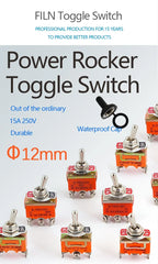 FILN 15A 250V Toggle Switches Miniature Thumb Lever on Off SPST SPDT DPDT Power Rocker Waterproof Cap for Electronics