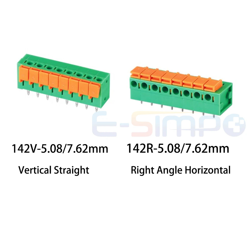 KF141V KF141R KF142V KF142R 2.54mm 5.08mm 7.62mm Push-in Spring Terminal Block Straight/Angled Pin PCB Connector FFKDS/V FFKDS/H