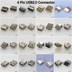 5PCS USB2.0 Female USB Socket Connector 4P USB 2.0 4 Pin Female USB 2.0 Transfers Jack For Laptop Notebook Computer USB Type A/B