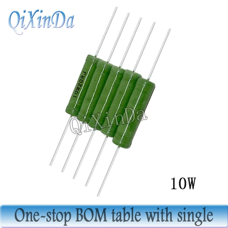 50PCS/Lot RX21 10W Wire Wound 5% Resistance 1R 10R 1K 5.1K 10K 12K 15K 20R 33R 27R 47R 510R Resistor RX21-10W 1 10 100 Ohms