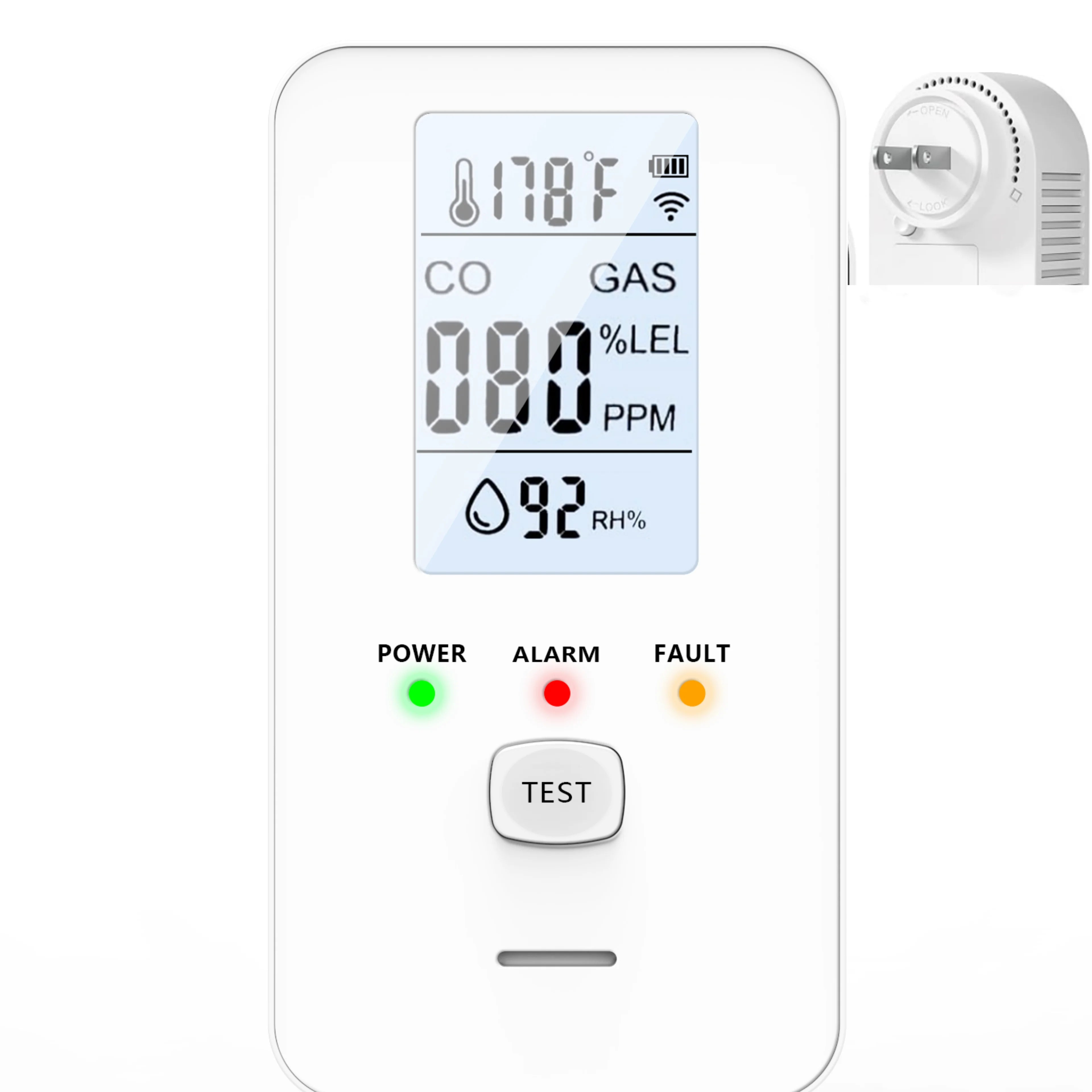 Natural Gas & Carbon Monoxide Detector, Plug in Carbon Monoxide Alarm,Propane,Methane,4-in-1 Combustible Gas & CO Detector Alarm