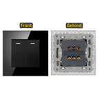 JHJCH - 1 Gang 1/2 Way Stair Switch, Tempered Glass Panel, Rocker Light Switch, On / Off Switch, Toggle Wall Switch